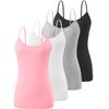 Vislivin Women's Basic Solid Camisole Adjustable Spaghetti Strap Tank Top Black/Gray/White/Pink-1 L