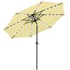 10 FT Yellow Solar Powered Patio Umbrella 24LED Solar Umbrella w/ Tilt and Crank