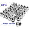 33mm Chrome Lug Nut Covers ABS Plastic 60 Pack Push on Bullet for Semi Trucks