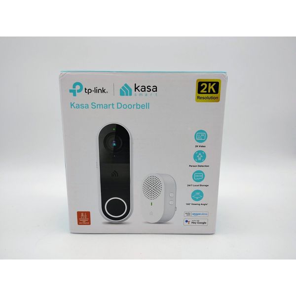 Kasa Smart Video Doorbell Camera W/ Chime, 2K Night 2-Way Audio Cloud SD Storage