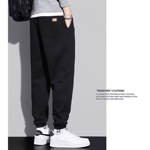 moxixom Men's Sweatpants, Jersey, Casual, Jogger Pants, Sports, Long Pants, Training Wear, Solid Color, Black