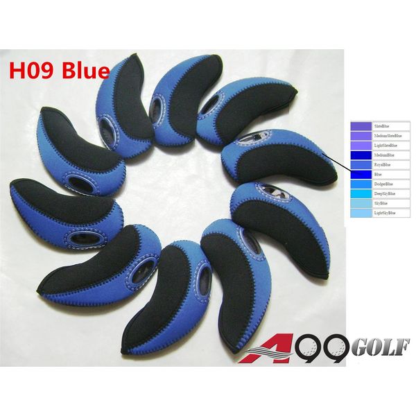 H09 Golf Neoprene Headcover Set of 10pcs Black/Blue