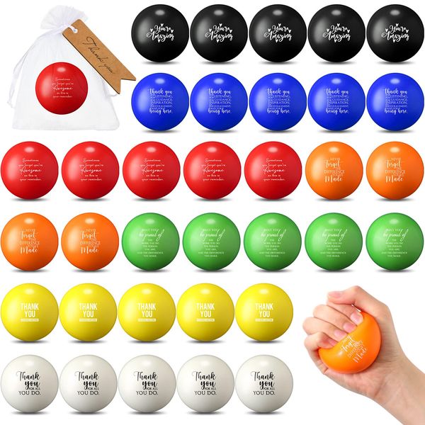 Sratte 35 Set Motivational Stress Balls Colorful Balls Inspirational Stress Relief Balls for Adults Kids Hand Exercise Stress Balls Anxiety Balls Vet Tech Week Gifts (Fresh Color)