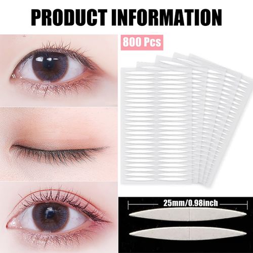 Eyelid Tape 800Pcs Invisible Lift Double Eyelid Stickers Eye Lift Tape Stickers with Plastic Fork & Tweezers,Eyelid Lift Strips for Hooded Droopy Uneven, Mono-Eyelids Make Up Accessories