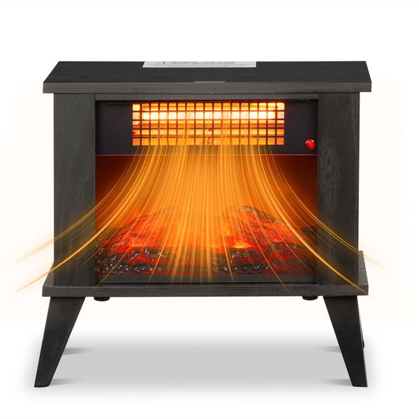 Portable 1000W 15" Electric Fireplace Heater Wooden Fireplace Stove Space Heater