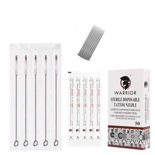 WARRIOR Aghi Tatuaggio Tattoo Needle Acciaio Chirurgico Monouso Pre Sterile Eo gas per Macchina Tatuaggio Magnum Flat Misura 0.35 mm (T1213F/50pz)