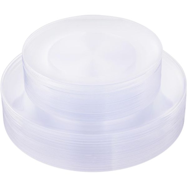 60PCS Clear Plastic Plates - Heavy Duty Clear Disposable Plates for Party/Weddin