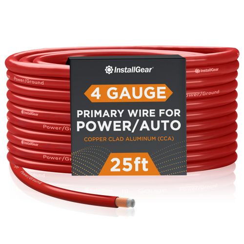 InstallGear 4 Gauge CAA Wire - 25ft Automotive Power & Ground Cable for Car Amplifier, Speaker, RV, Welding