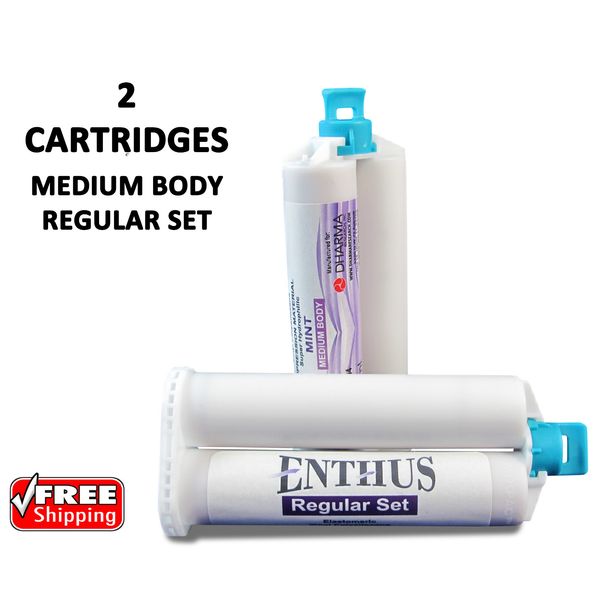 MEDIUM BODY Impression Material REGULAR SET Enthus 2 X 50ml Cartridges VPS