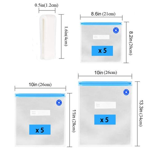 Vacuum Sealer Zipper Bags Sous Vide bags for food BPA Free Reusable Resealable with Air Valve Double Layers Food Storage 3 Sizes15 Pcs