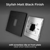 BG Electrical Single Intermediate Wall Light Switch, Screwless Front Plate, Round Edges, Evolve, Matt Black, 20A, 16AX, PCDMB13B