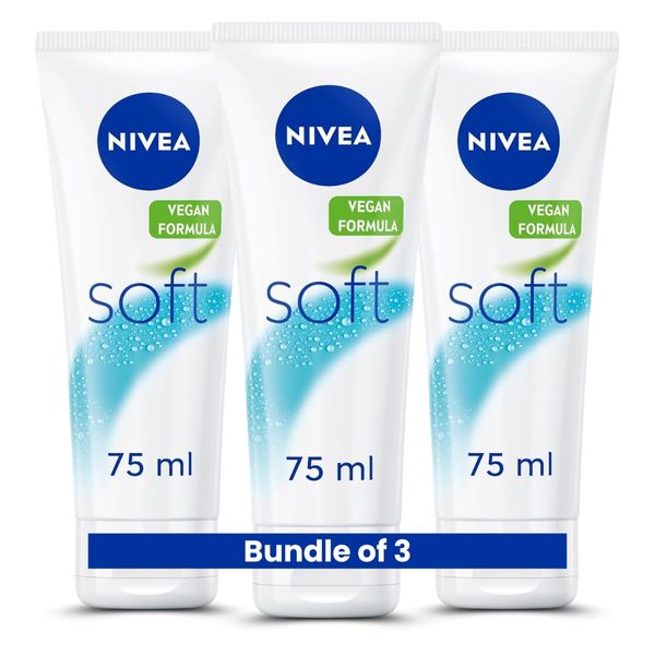 3x NIVEA Soft Moisturiser Cream for Face, Hand and Body 75ml