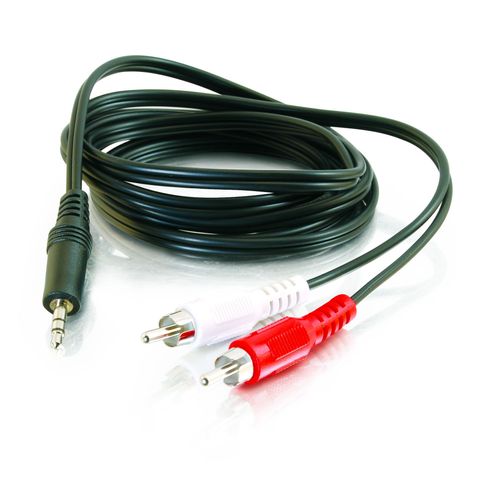 C2G Legrand 3.5mm Male to RCA, Stereo Audio Extension Cable, Audio Y-Adapter Cable, Black Dual RCA to 3.5mm Adapter, 12 Foot, 1 Count, C2G 39943