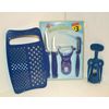 6 PC Kitchen TOOLS BLUE Cheese Grater Corkscrew 2 Knives 2 Peeler Plastic NEW