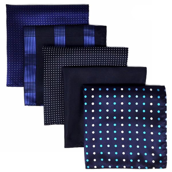 Shlax&Wing 5 Pieces Assorted Mens Pocket Square Handkerchiefs Set