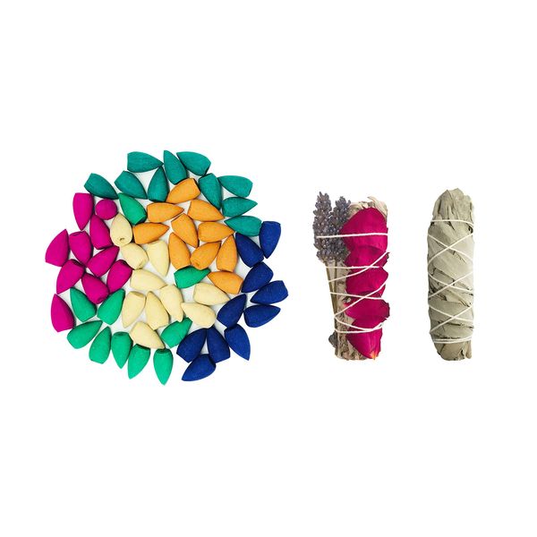 TOMOKOMAMA White Sage Turquoise Smudge Kit (Incense Cones)