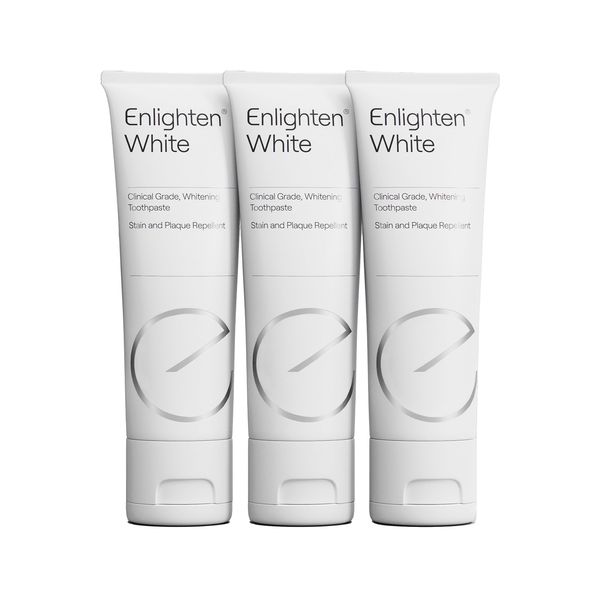 Enlighten White – Teeth Whitening Toothpaste - Clinical-Grade Advanced Enamel Protection and Stain Removal and Repellent Fluoride Toothpaste - Restore Gloss and Improve Colour - 75ml – 3 Pack