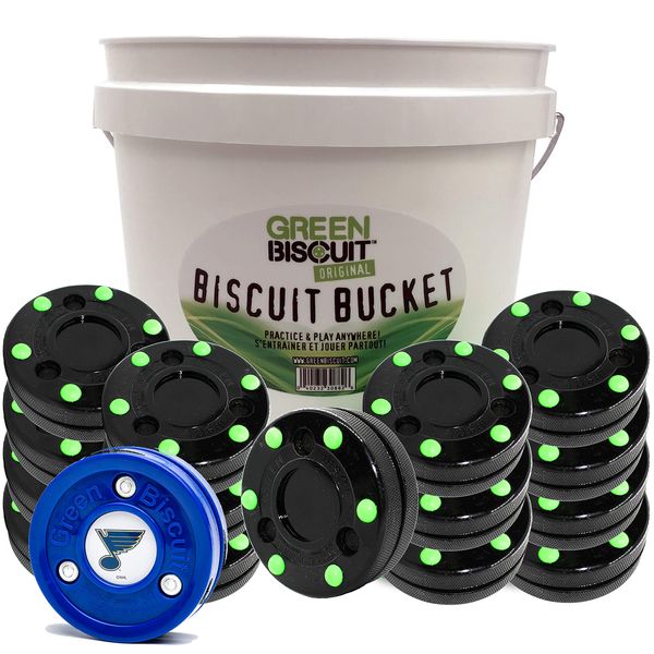 Green Biscuit Roller Puck Bucket 15 Pucks NHL Biscuit/GB Sticker