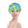 Rubber Duck Shower Cap for Women Reusable Double Layers Waterproof Shower Hair Protector PEVA Lined Shower Hat for All Long Hair Lengths, Stretchy Adjustable Shower Caps