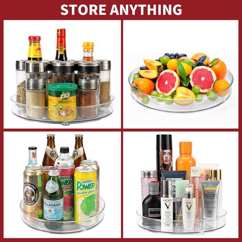 Vinsani Transparent Turntable Organizer Multifunctional Spice Rack Kitchen Storage Cupboard Organiser Lazy Susan for Pantry, Kitchen Cabinets, Fridge, Makeup & Craft Accessories Holder (Medium)