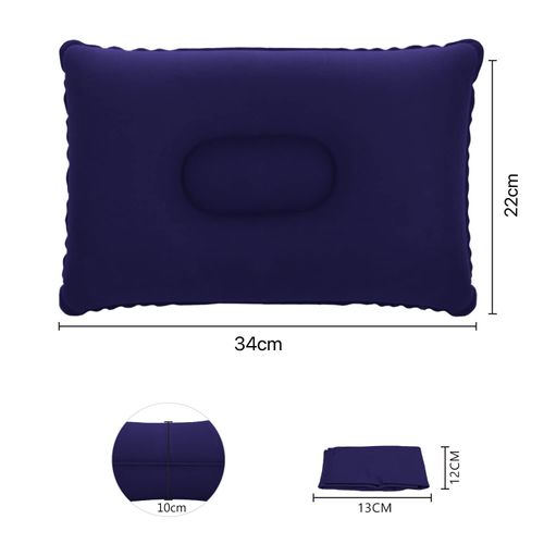SUTAFOR Inflatable Cushion Pack of 2 Camping Pillows Travel Cushion Flocking Seat Cushion for Beach Outdoor Hiking Blue 34 x 22 cm