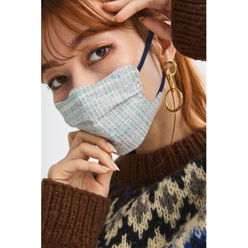 D.masque Gray Tweed x Mid Navy For Ladies & Men's (Cuts 99% Virus Splashes, 3-Layer Non-woven Fabric, Design Mask), Pack of 5