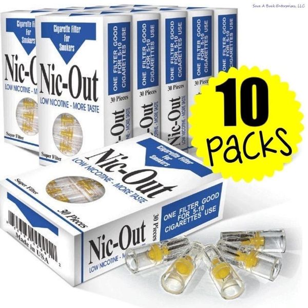 Nic-Out Disposable 10 Packs Cigarette Filters (300 filters) ~ Free Shipping