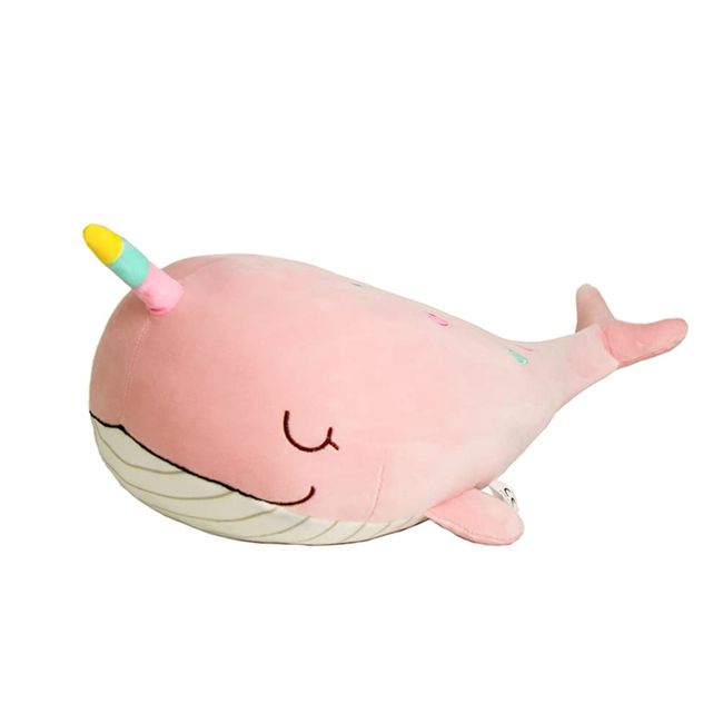 KRISPHILY Very Soft Whale Stuffed Marine Animal Narwhal Plush Toys Pillow Pink 22 inches