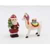 Fine Ceramic Santa with Llama Salt & Pepper Shakers Set, 4"