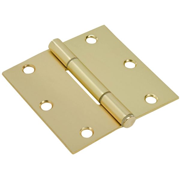 Hardware Essentials by Hillman Squeak-Proof 3-1/2in Square Radius Satin Brass Door Hinge (3 Count)