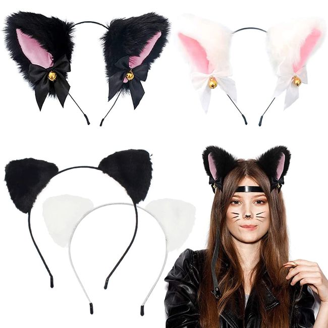 Cat Ears Headband Cute Anime Plush Furry Ear for Halloween Cosplay Party  Soft