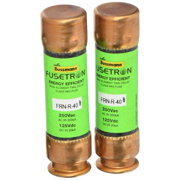Bussmann BP/FRN-R-40 40 Amp Fusetron Dual Element Time-Delay Current Limiting Class RK5 Fuse, 250V Carded UL Listed, 2-Pack, Pack of 1, No Color