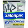 Salonpas Lidocaine Pain Relieving Gel Patch Maximum Strength Unscented 6 Count