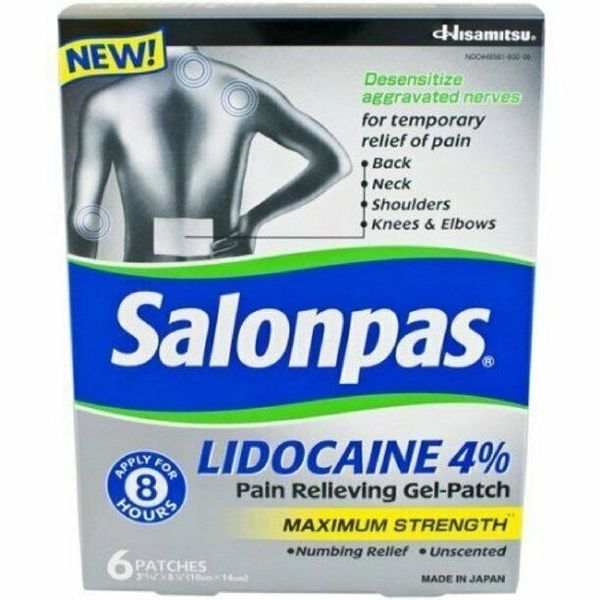Salonpas Lidocaine Pain Relieving Gel Patch Maximum Strength Unscented 6 Count