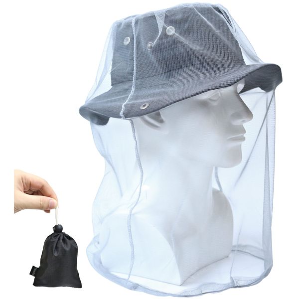 Dhana Style Mosquito Repellent, Insect Repellent, Head Net, Insect Repellent, Mesh Cover, Mosquito Guard, Insect Shield, Mobile Phone, Mosquito Net, Face Guard, Storage Pouch Included (GRAY)