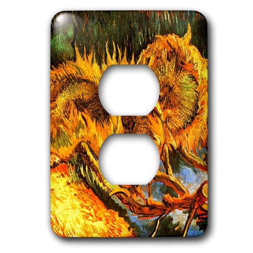 3dRose VintageChest – Masterpieces - van Gogh - Four Sunflowers - 2 plug outlet cover (lsp_303215_6)