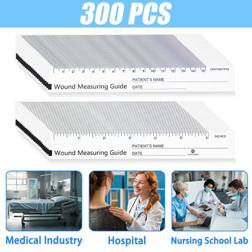 Mevlshcey 300 Pcs Wound Measuring Tape 6 Inch Wound Ruler Double Sided Disposable Paper Tape Measure Paper Guide Ruler Measurement Tools for Nurses