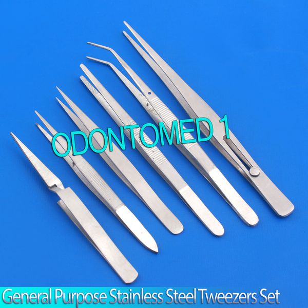 6pc General Purpose Stainless Steel Tweezers Set