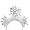 LUX ACCESSORIES Christmas Snowflake with White Fur Headband