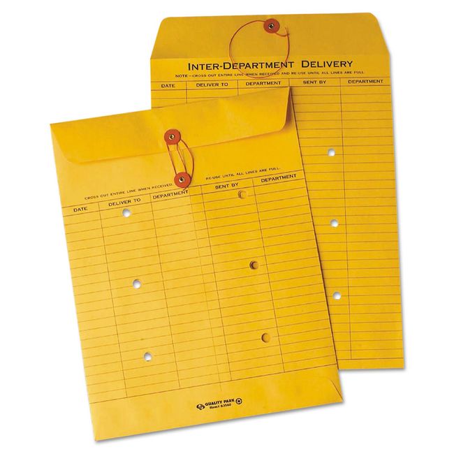 Quality Park Inter-Department Envelopes, String-and-Button, Brown Kraft, 10 x 13, (QUA63650)