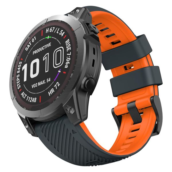 OVERSTEP Strap for Garmin Fenix 7X/Fenix 6X/Fenix 5X Strap, 26mm Silicone Watch Band Sport Strap for Garmin Epix Pro 51mm/Fenix 7X Pro/Fenix 6X Gps/Fenix 5X Plus