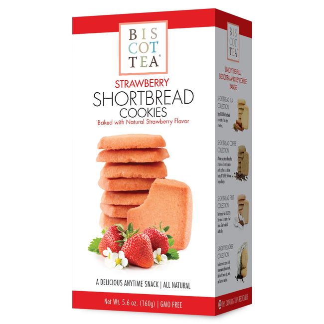 BISCOTTEA Strawberry Shortbread Cookie (8 Cookies)