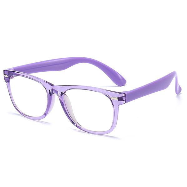 LACUPES Blue Light Cut PC Glasses, JIS Inspected Non-Prescription for Kids, Kids, Non-Prescription, For PC Games, Study, Unisex, clear purple