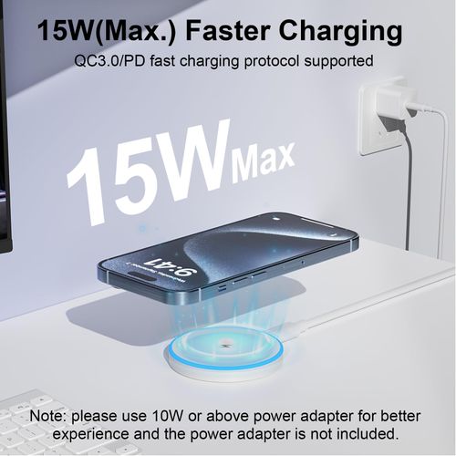 MagSafe Charger 15W Magnetic Wireless Charger Fast Charging Pad Compatible with iPhone 16/15/14/13/12 Series & AirPods 3/2/Pro Magnetic MagSafe Charging Pad with Dual Ports