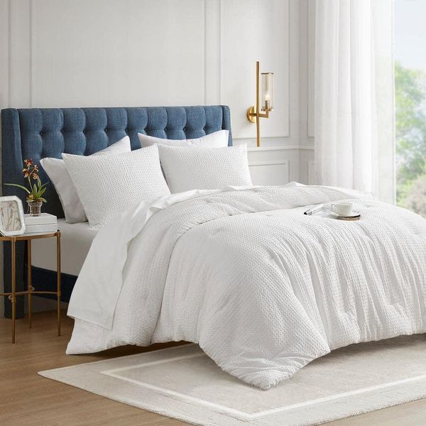 510 Design Comforter Set 3-Pcs King Cal King Waffle Weave Textured White