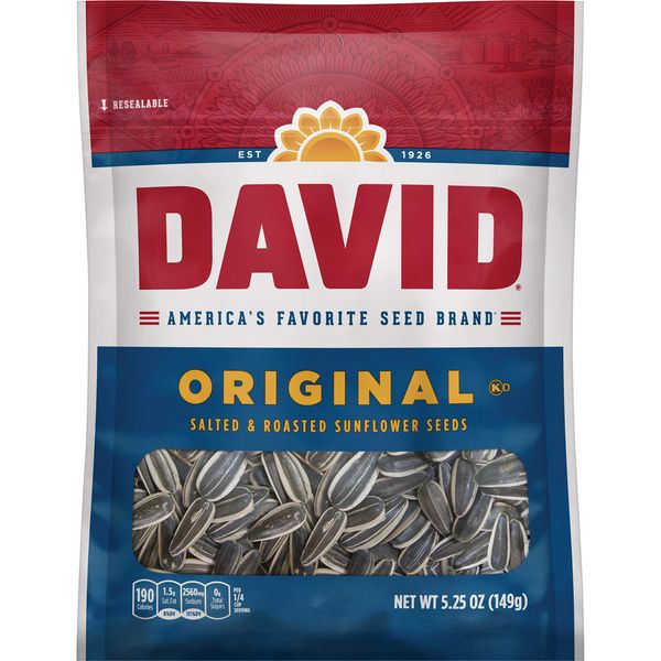 DAVID Roasted and Salted Original Sunflower Seeds, 5.25 oz