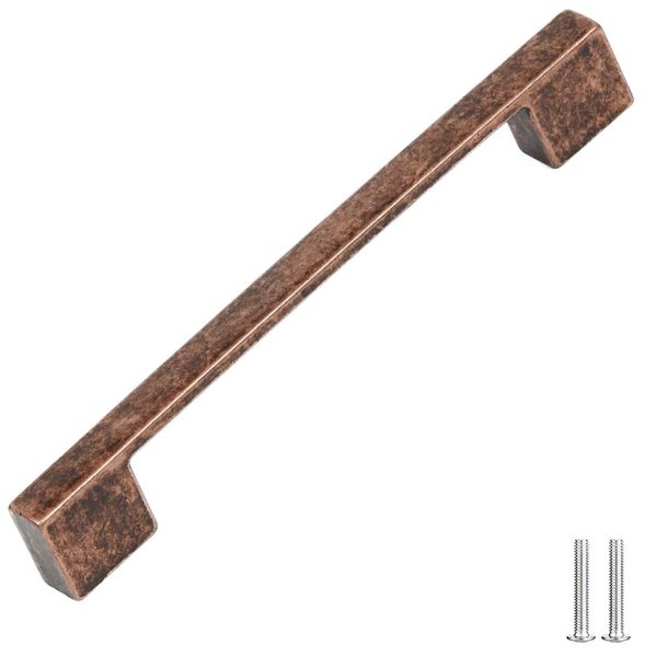 Decoranddecor Dimora D-Shape Cupboard Handles | Rectangular Kitchen Handles for Cupboards | Cabinet Pulls - 224mm, Antique Copper