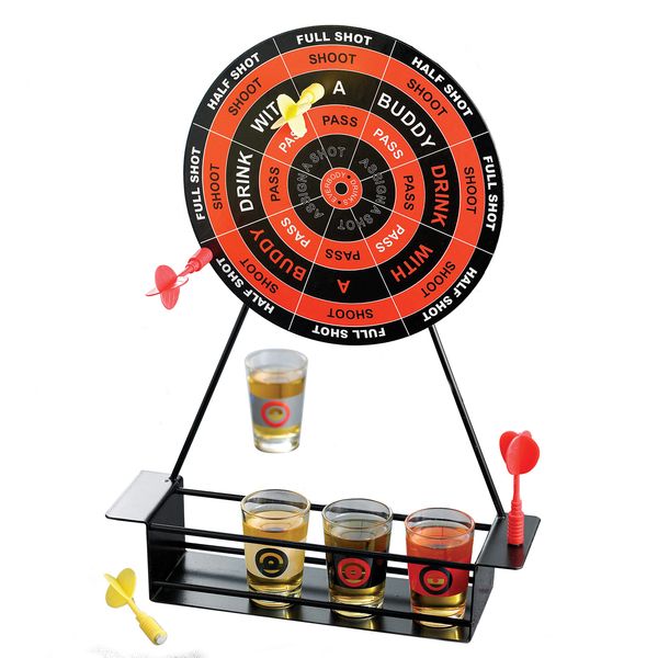 Crystal Clear Shot Glass Darts Bar Game Set, 10 Piece, Biack