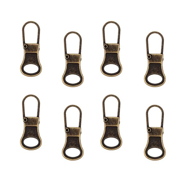 8pcs Zipper Pull Replacement, Zipper Pullers Detachable Zipper Tab Repair Handle Mend Fixer Zip Head Metal Pull Cord Extender for Clothing Backpack Jackets Pants Boots Luggage (Bronze)