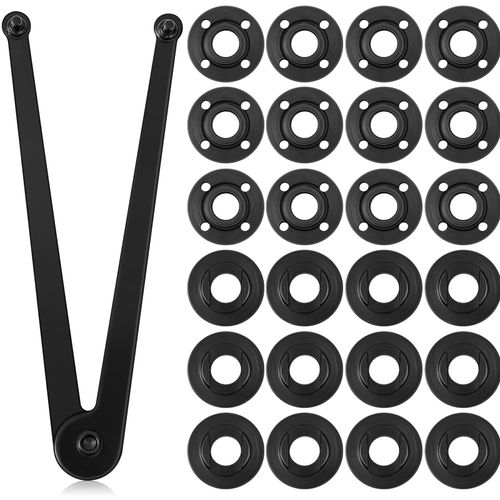 Hicarer 25 Pcs Angle Grinder Nut Angle Grinder Wrench Kit Universal Locknut Adjustable Spanner 5/8''-11 Flange Metal Lock Nut Compatible with Makita/Dewalt (Black)